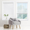 DEZ FURNISHINGS Cordless 2" Signature Faux Wood Blind, 46" W x 48" H, Embossed White