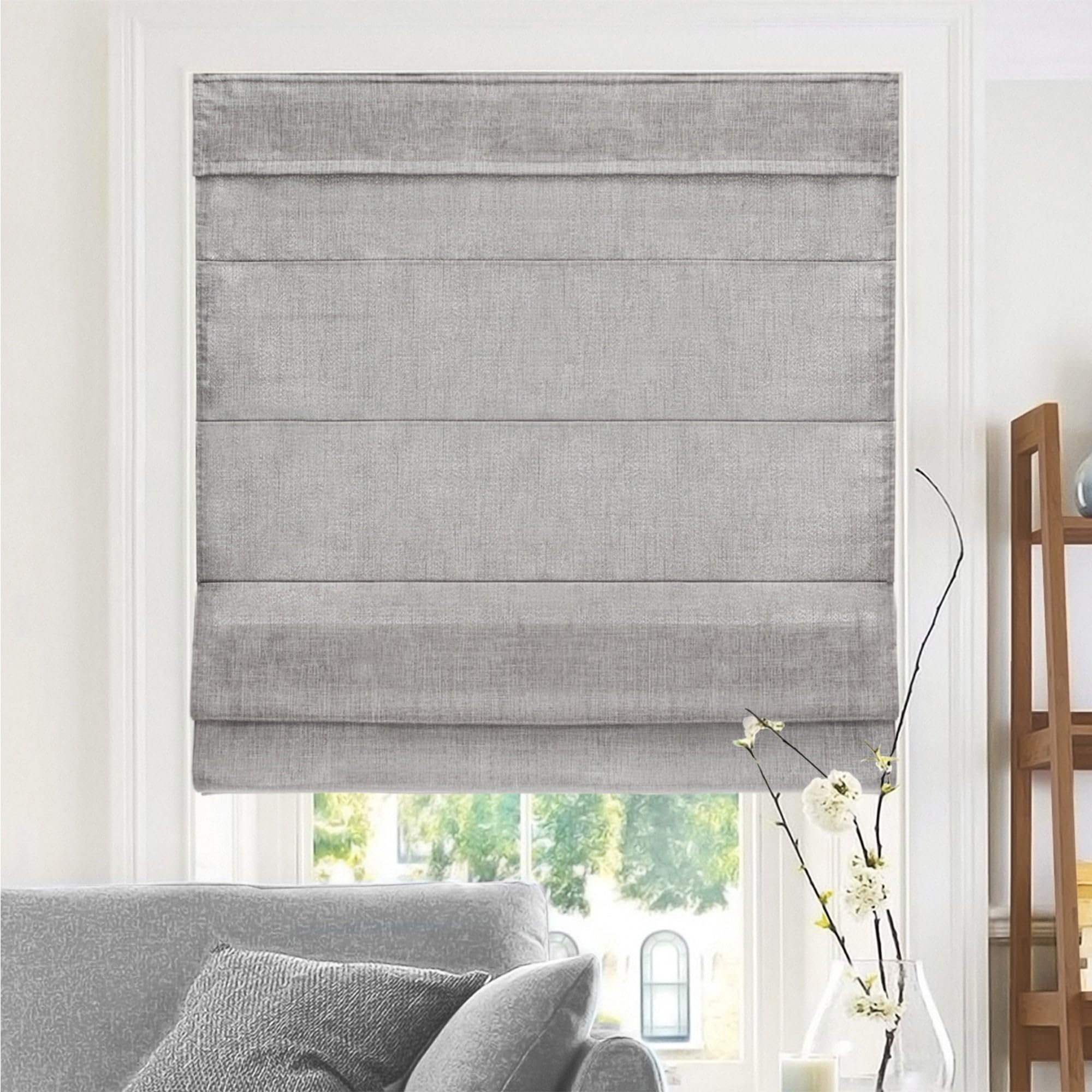 CHICOLOGY Roman Shades for Windows , Window Treatments , Roman Shades , Roman Window Shades , Room Darkening Shades , Window Shades , 31"W X 64"H , Belgian Flax (Privacy & Light Filtering)