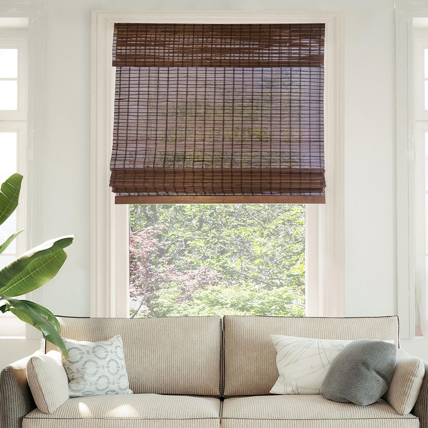 CHICOLOGY Bamboo Roman Shades - Customer Favorite Light Filtering Blinds for Windows, Premium Quality, Ideal for Home, Squirrel Brown, 34"W X 64"H