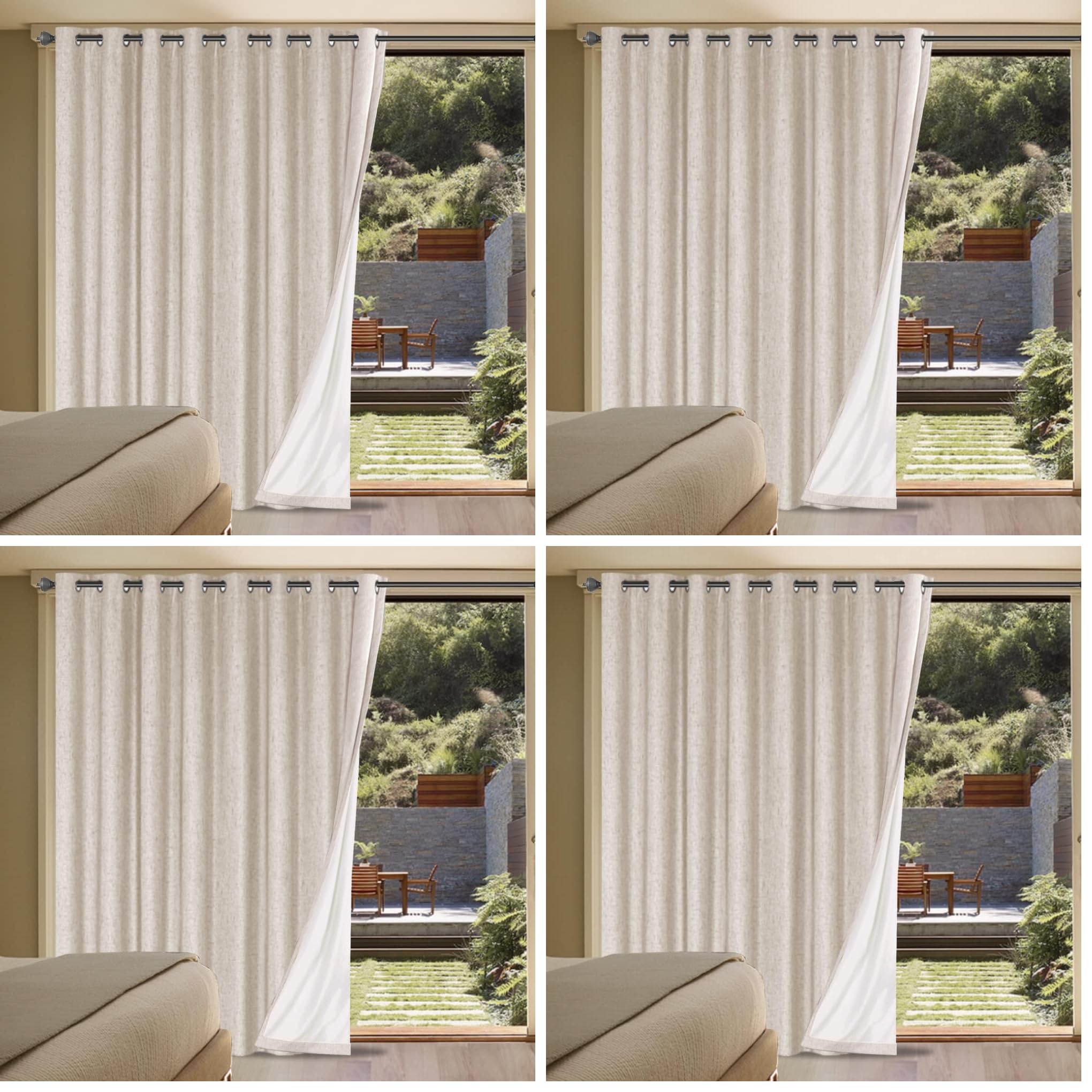 H.VERSAILTEX Linen 100% Blackout Curtains for Bedroom Full Light Blocking Curtains, Textured Window Curtain for Living Room 84 inch Grommet, Energy Efficient Curtains White Liner(2 Panels, Natural)