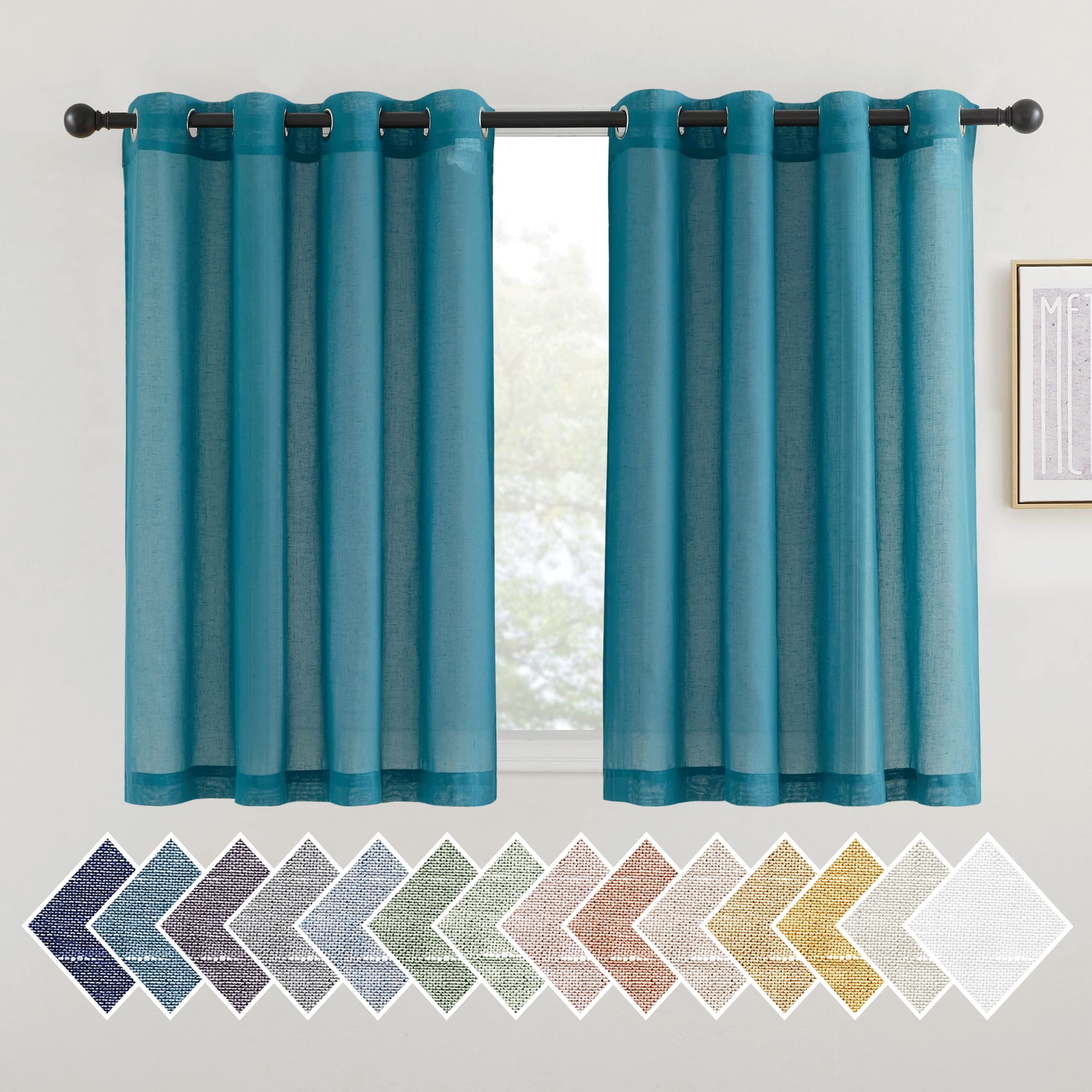 NICETOWN Semi Sheer Beige Curtains 84 inches Long, Grommet Retro Linen Curtains Window Treatments Vertical Drapes Privacy with Light Filter for Living Room, W52 x L84, 2 Panels