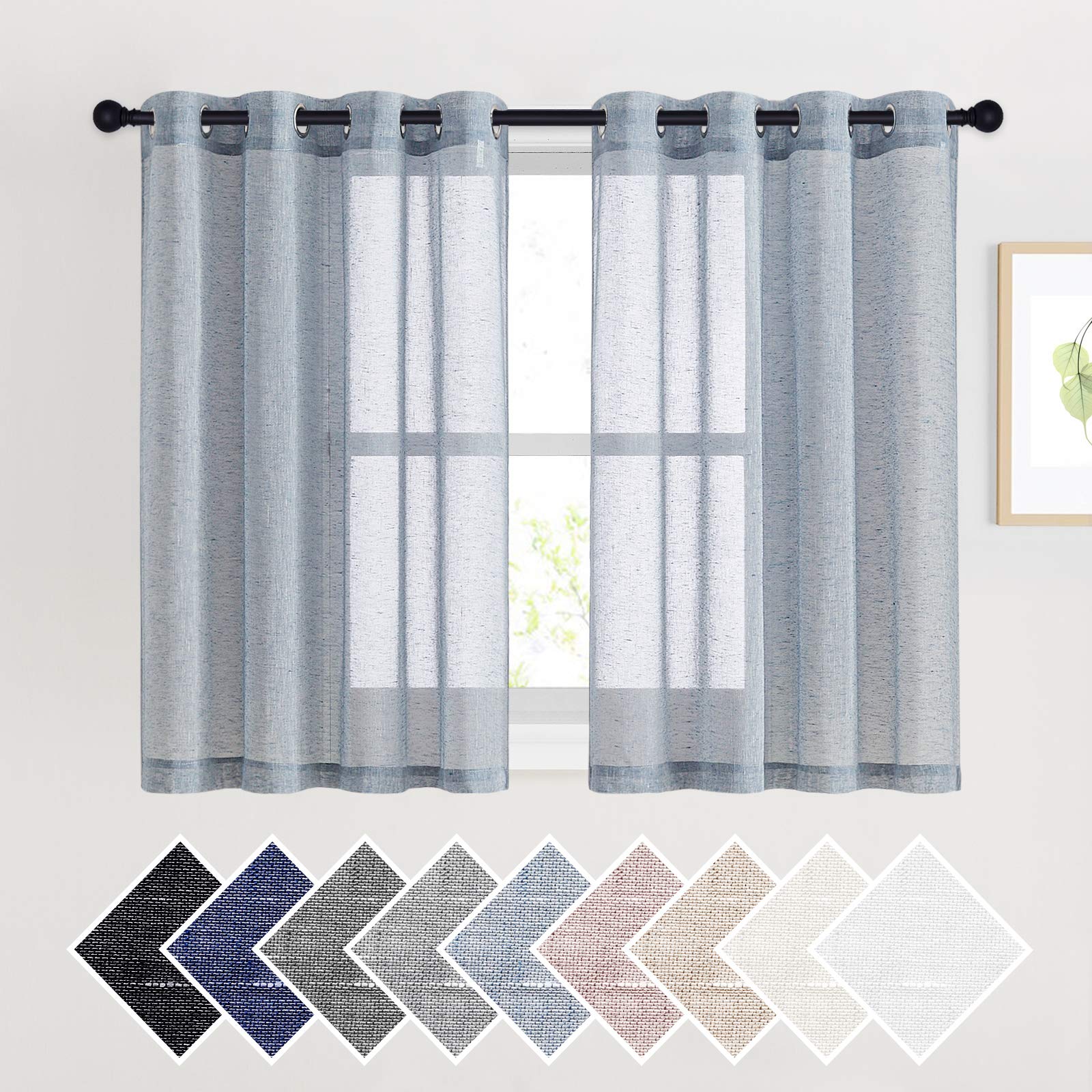NICETOWN Semi Sheer Beige Curtains 84 inches Long, Grommet Retro Linen Curtains Window Treatments Vertical Drapes Privacy with Light Filter for Living Room, W52 x L84, 2 Panels