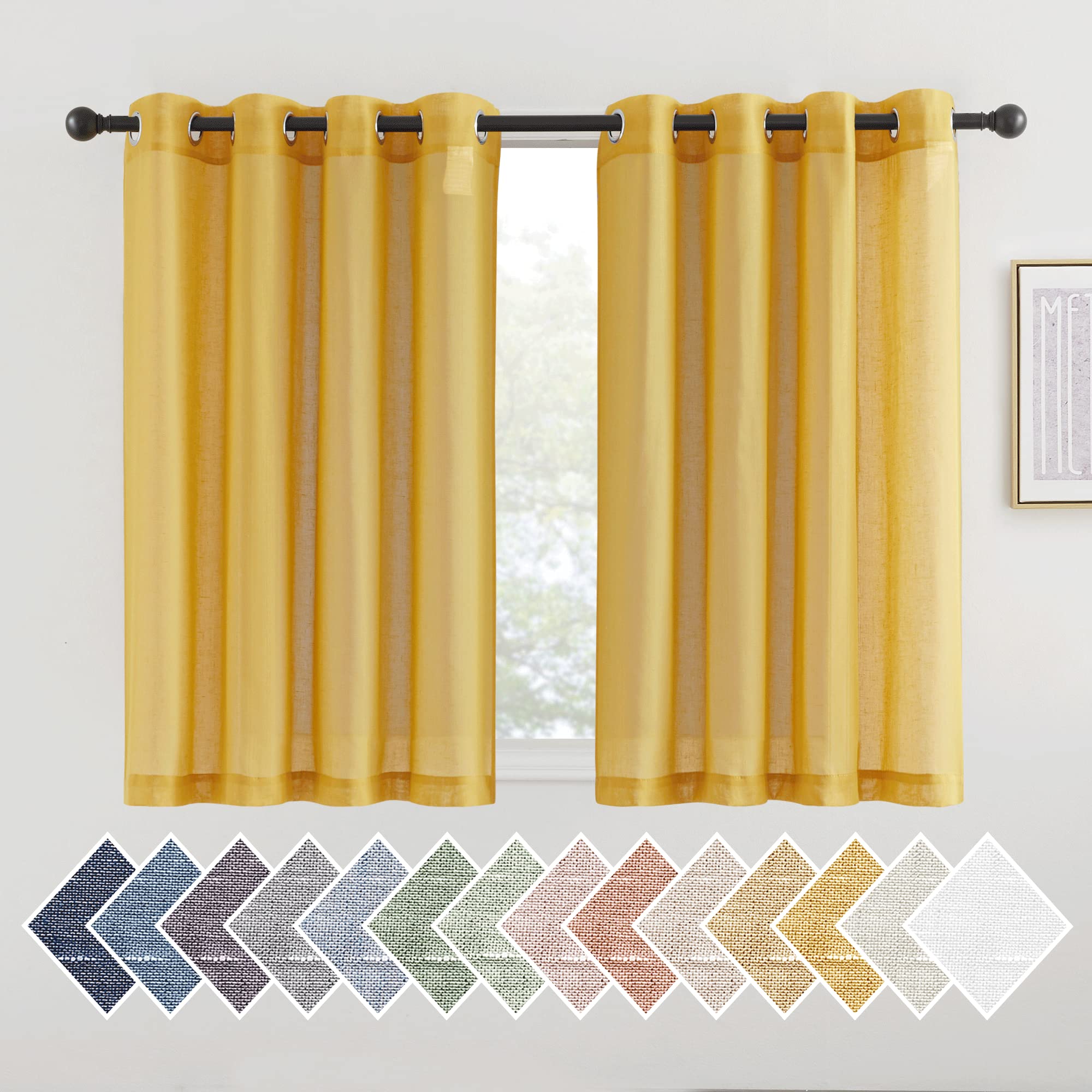 NICETOWN Semi Sheer Beige Curtains 84 inches Long, Grommet Retro Linen Curtains Window Treatments Vertical Drapes Privacy with Light Filter for Living Room, W52 x L84, 2 Panels