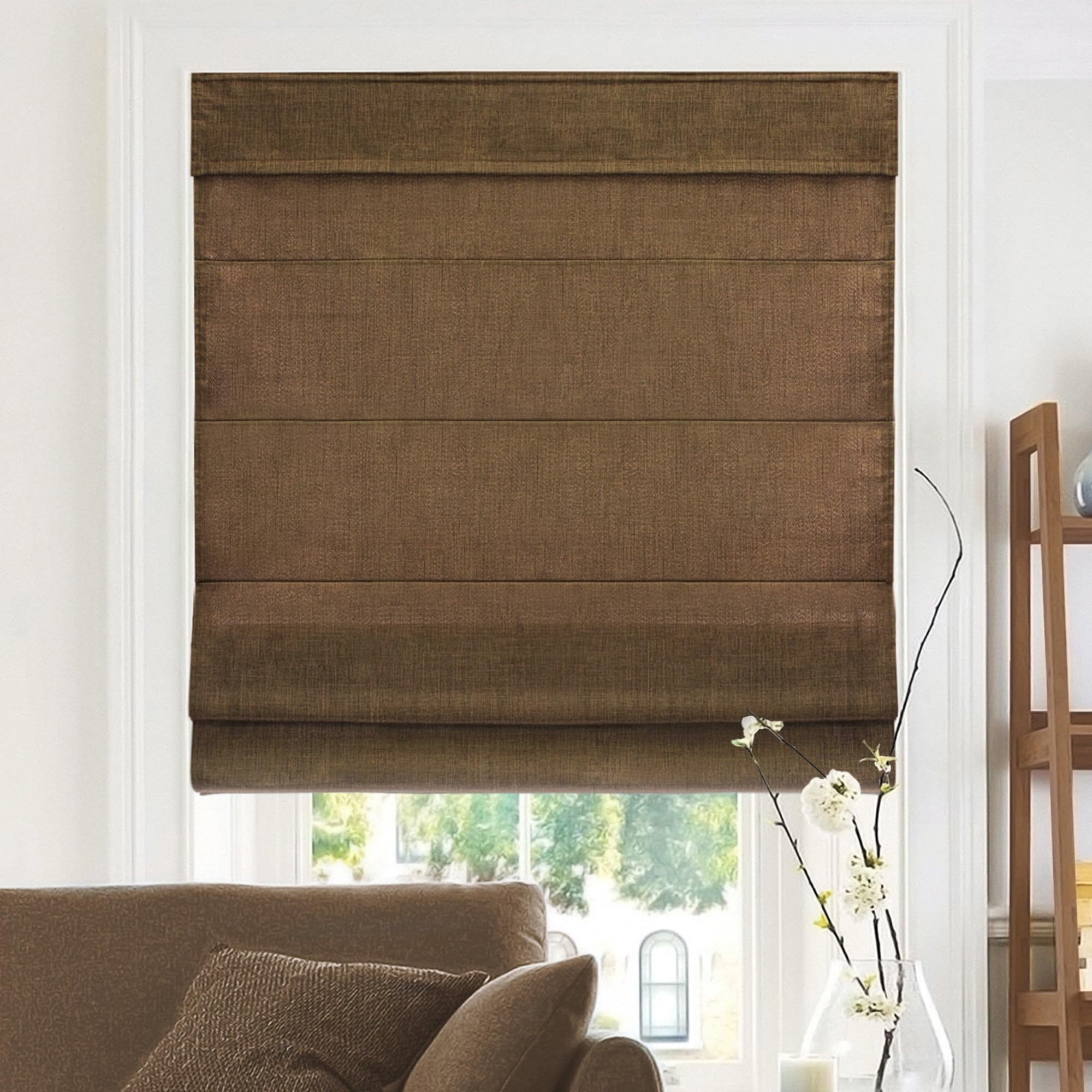 CHICOLOGY Roman Shades for Windows , Window Treatments , Roman Shades , Roman Window Shades , Room Darkening Shades , Window Shades , 31"W X 64"H , Belgian Flax (Privacy & Light Filtering)