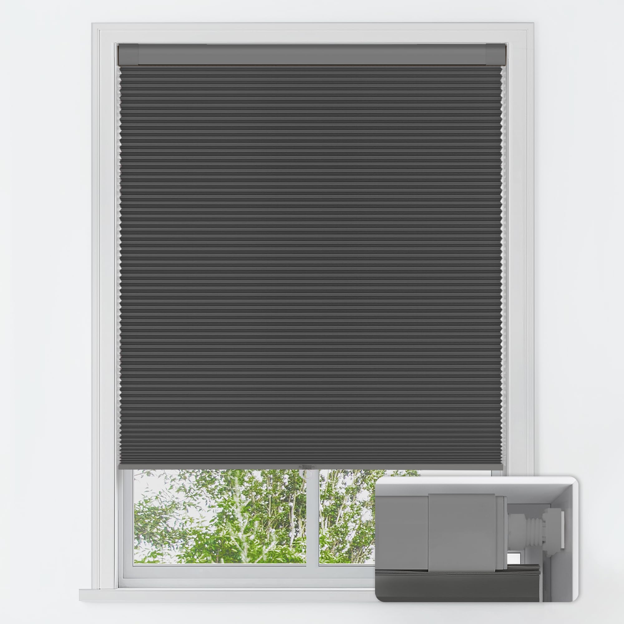 LazBlinds No Tools No Drill Cordless Cellular Shades, Light Filtering Honeycomb Shades for Home, Thermal Insulation Blinds for Windows, 22" W x 36" H, White