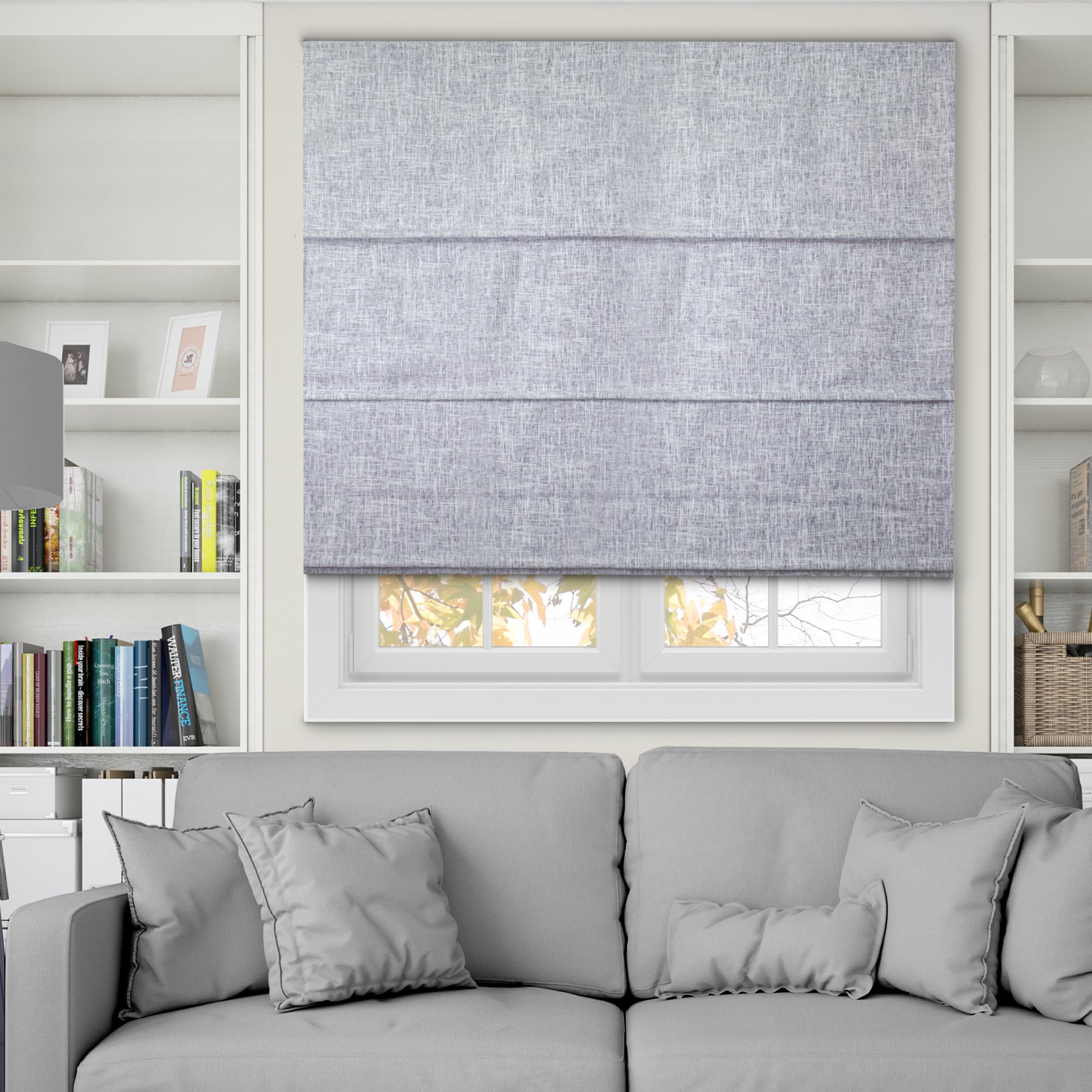 CHICOLOGY Roman Shades for Windows , Window Treatments , Roman Shades , Roman Window Shades , Room Darkening Shades , Window Shades , 31"W X 64"H , Belgian Flax (Privacy & Light Filtering)