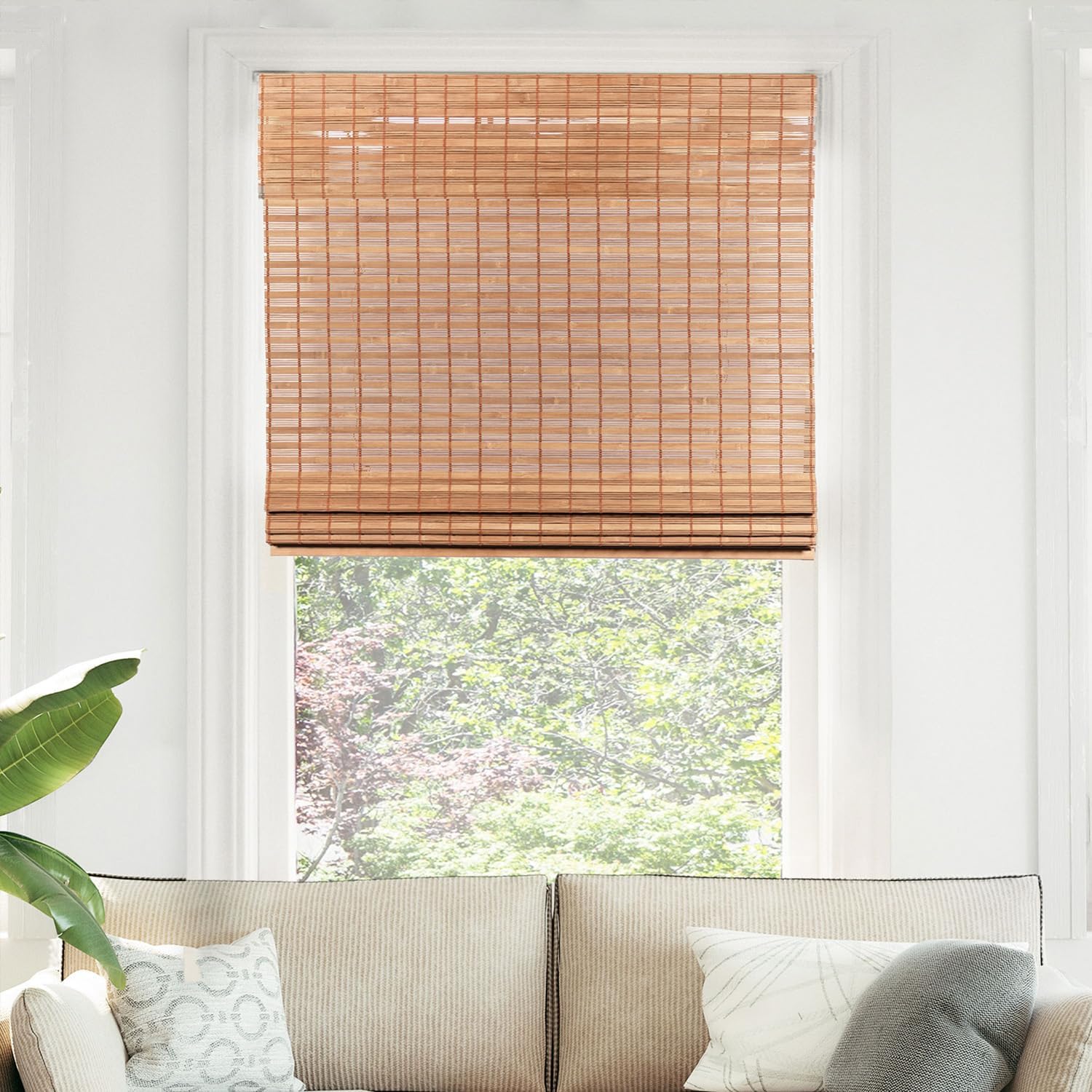 CHICOLOGY Bamboo Roman Shades - Customer Favorite Light Filtering Blinds for Windows, Premium Quality, Ideal for Home, Squirrel Brown, 34"W X 64"H