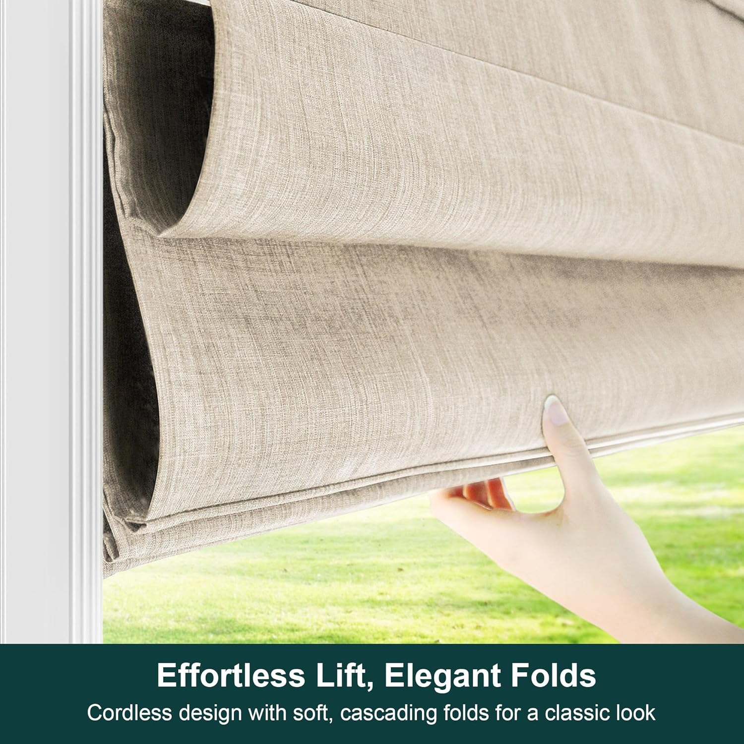 CHICOLOGY Roman Shades for Windows , Window Treatments , Roman Shades , Roman Window Shades , Room Darkening Shades , Window Shades , 31"W X 64"H , Belgian Flax (Privacy & Light Filtering)