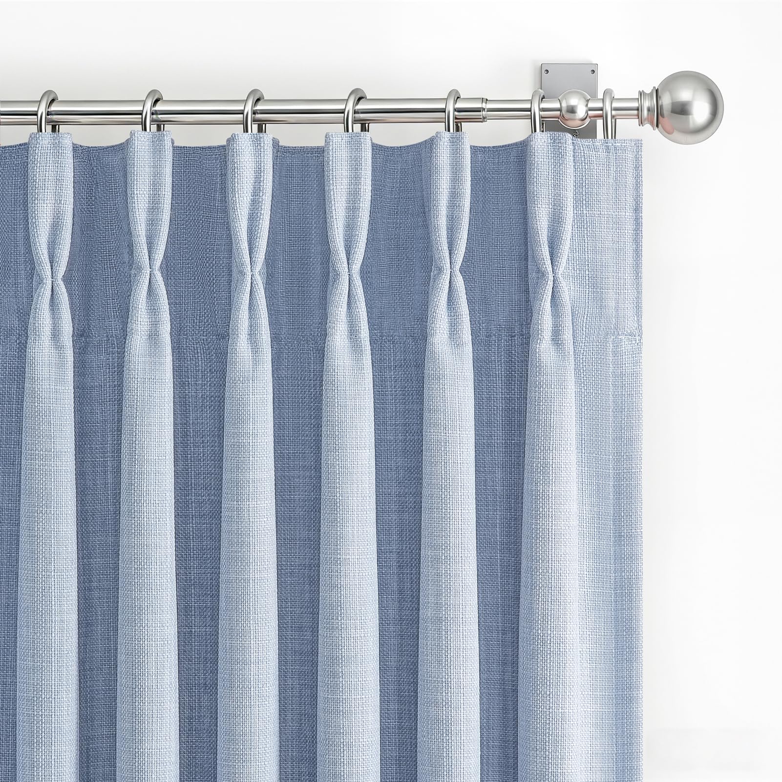 100% Blackout Linen 96 Inch Curtains 2 Panel Set for Bedroom, Modern Pinch Pleated Natural Linen Off Beige White Insulated Heavy Curtain 40 x 96 Inches Length Sliding Glass Door Room Darkening Drapes