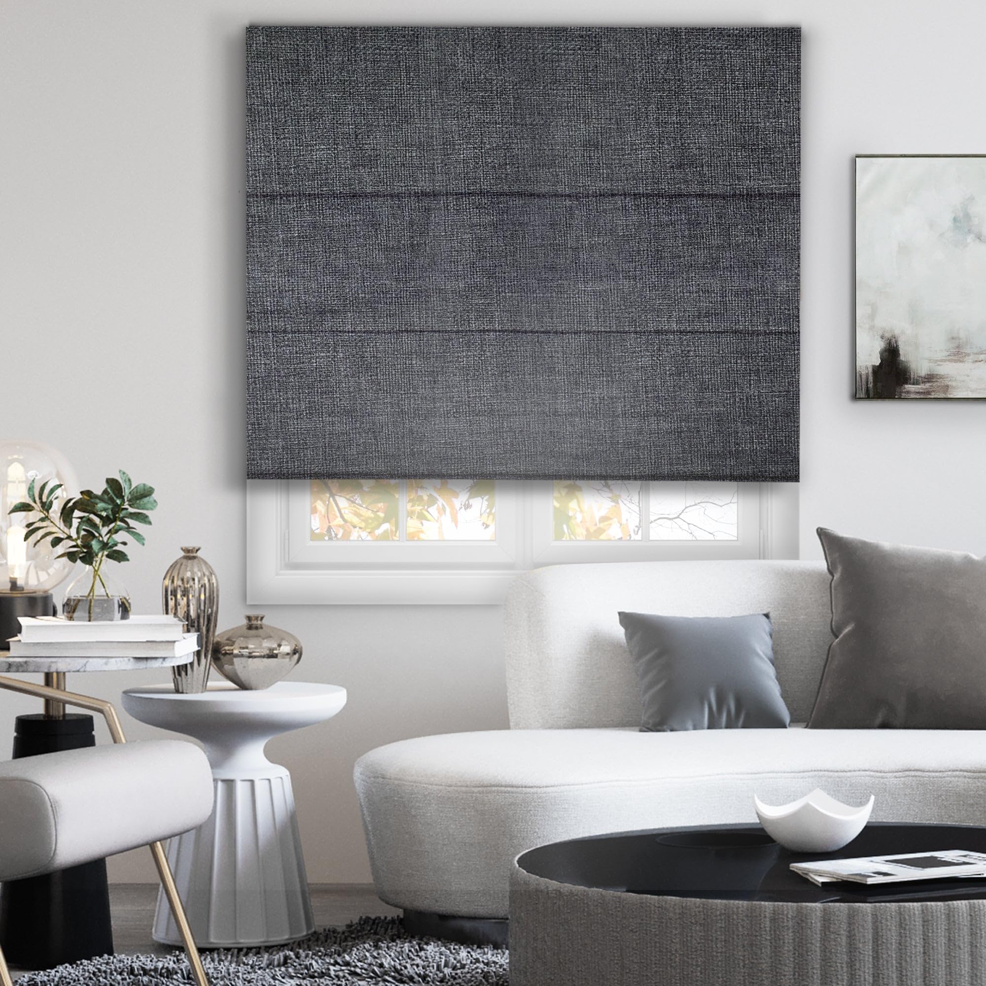 CHICOLOGY Roman Shades for Windows , Window Treatments , Roman Shades , Roman Window Shades , Room Darkening Shades , Window Shades , 31"W X 64"H , Belgian Flax (Privacy & Light Filtering)