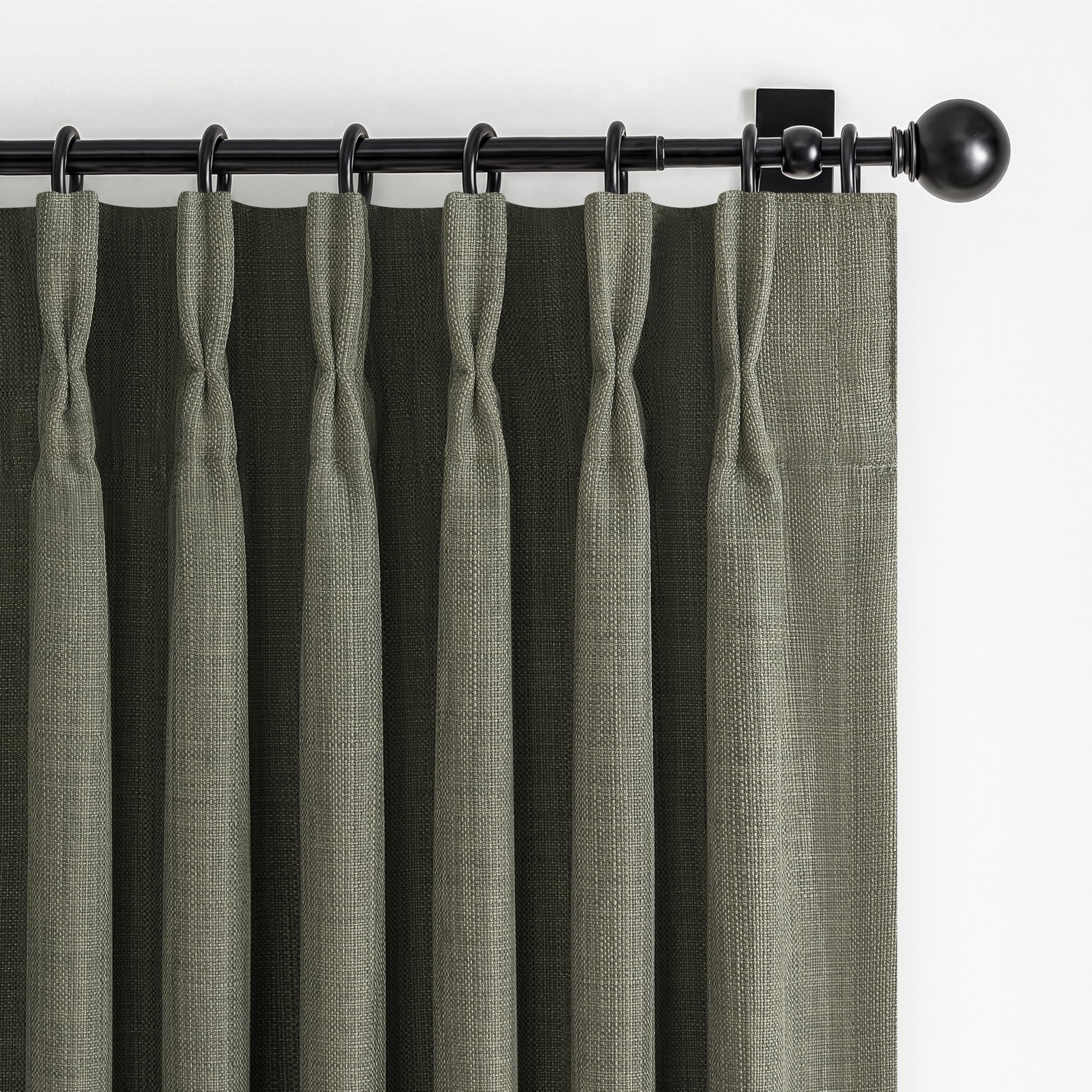 100% Blackout Linen 96 Inch Curtains 2 Panel Set for Bedroom, Modern Pinch Pleated Natural Linen Off Beige White Insulated Heavy Curtain 40 x 96 Inches Length Sliding Glass Door Room Darkening Drapes